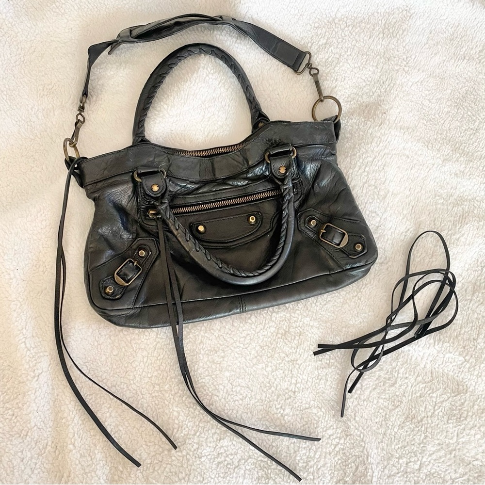 Balenciaga First/Classique Moto Bag, VTG Z-Tag F/W 2005, Black Chèvre Leather